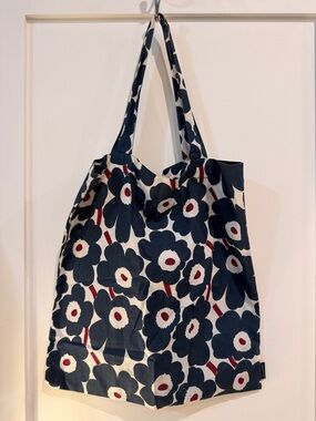 Marimekko Navy, White & Red Floral Cotton Tote